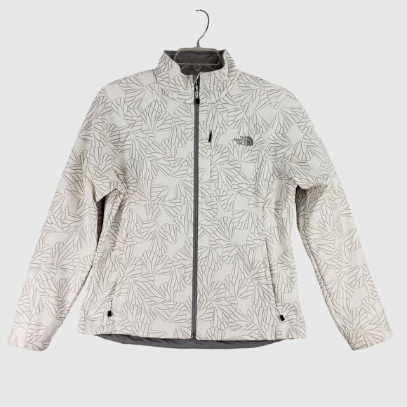The North Face Apex Barrier Softshell Womens Grey print Full Zip Jacket SZ L - Picture 1 of 8